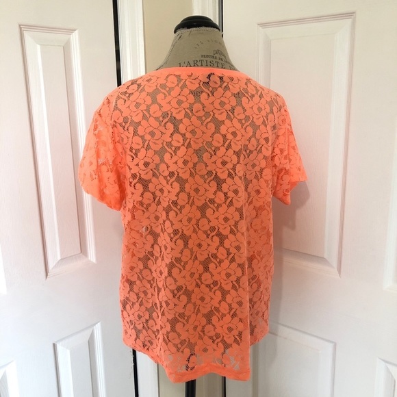 Sexy Sheer Coral Neon Orange T-shirt - Picture 4 of 9